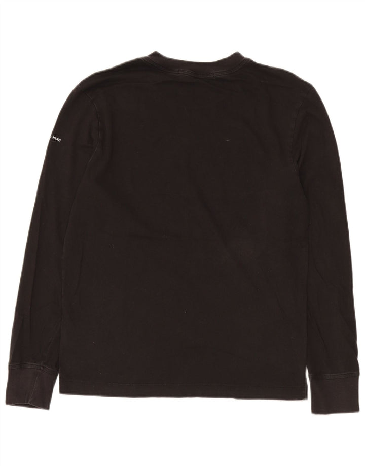 Calvin Klein Jeans Masculino Top Gráfico Manga Longa Pequeno Algodão Preto
