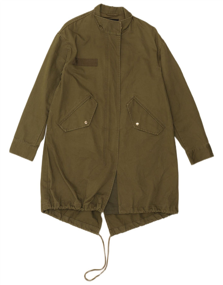 Jaqueta Parka feminina Zara com estampa oversized UK 6 XS cáqui floral poliéster