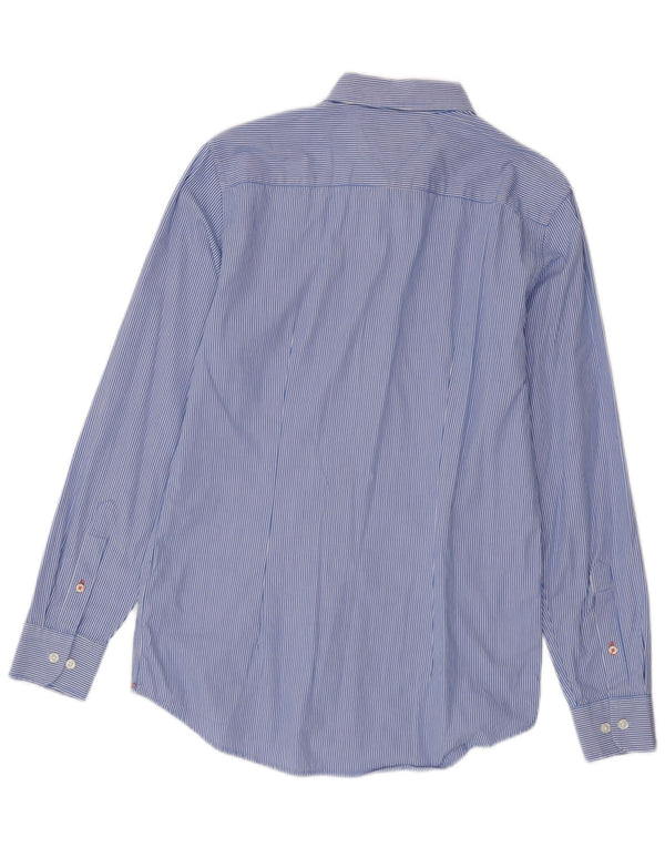 Tommy Hilfiger Camisa masculina slim fit de algodão listrado azul médio