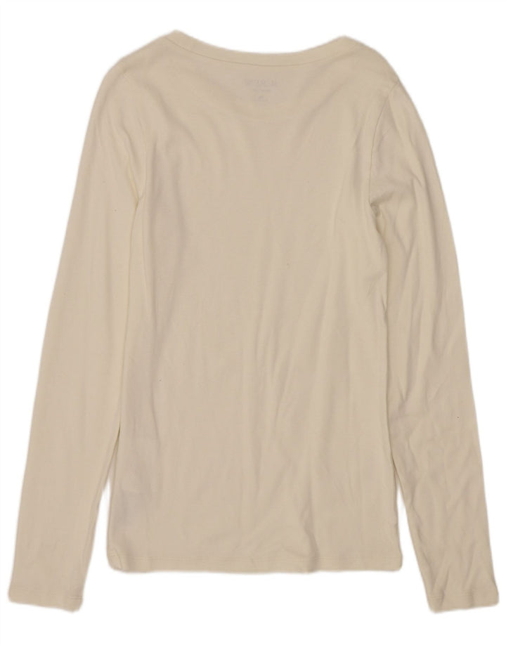 J. Crew Top feminino Perfect Fit manga comprida Reino Unido 12 algodão branco médio