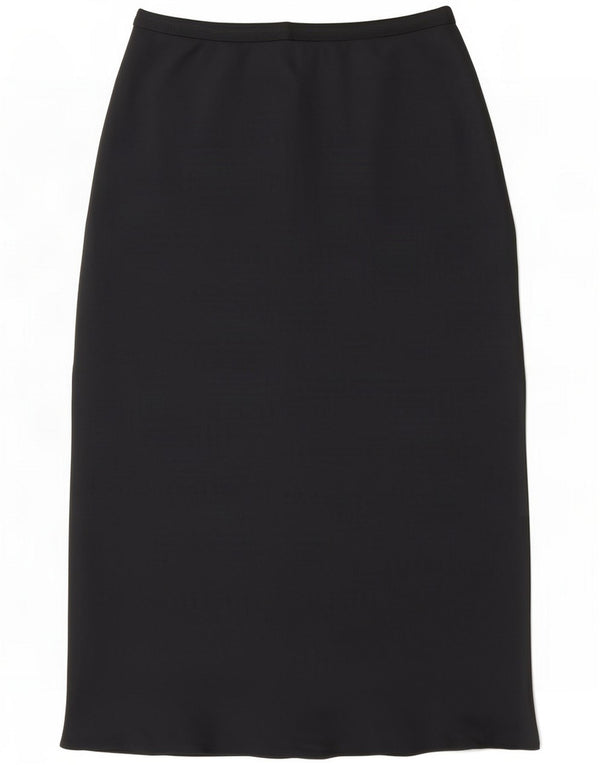 Saia Midi Feminina Marks & Spencer Reino Unido 14 Grande W32 Poliéster Preto