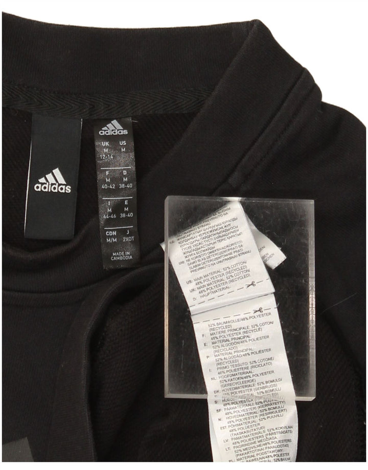 ADIDAS Womens Graphic Sweatshirt Jumper UK 12/14 Médio Algodão Preto