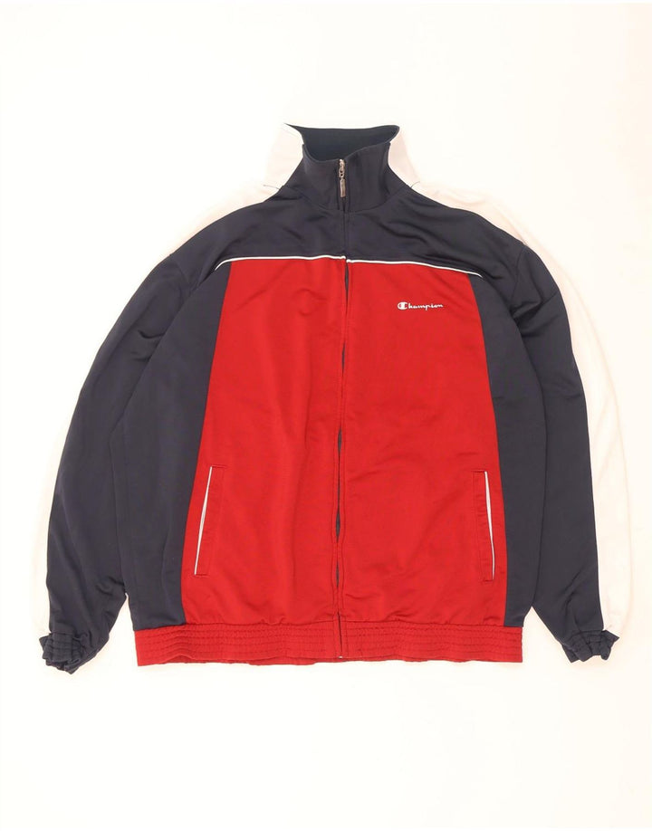 Champion Mens Treino Top Jacket XL Vermelho Colorblock Poliéster