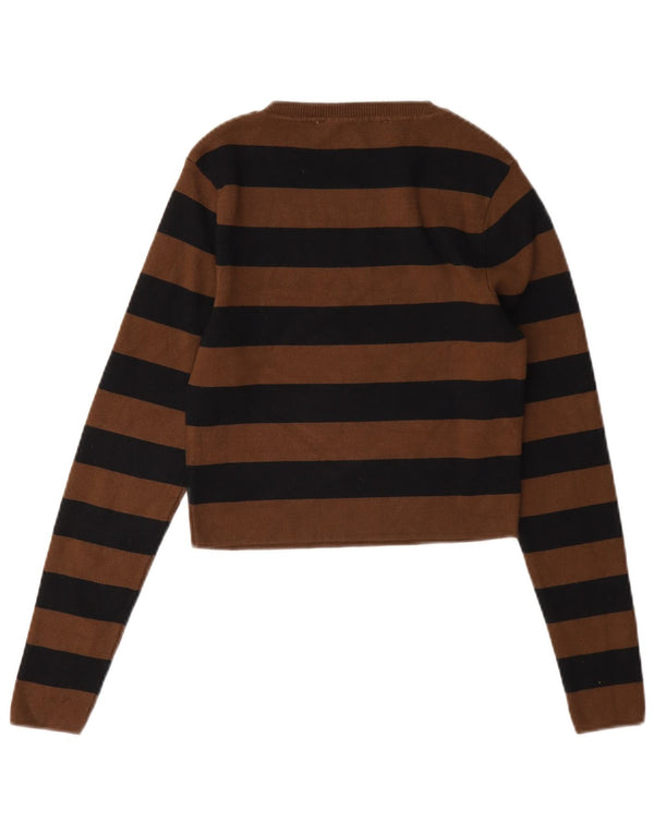 Blusa feminina Zara Top UK 14 listrado marrom grande