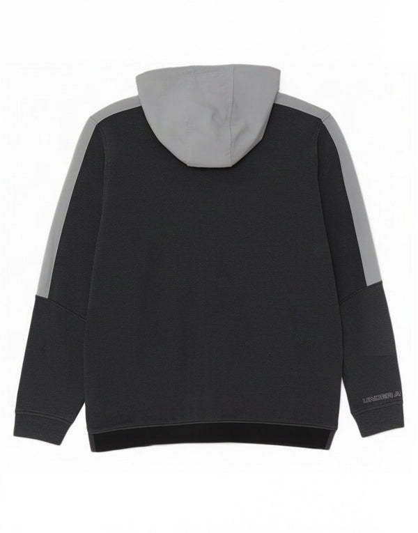 Suéter masculino Under Armour com capuz e zíper grande algodão colorblock azul marinho
