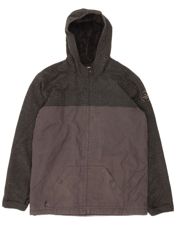 Jaqueta corta-vento com capuz Quiksilver Boys 15-16 anos XL cinza manchado