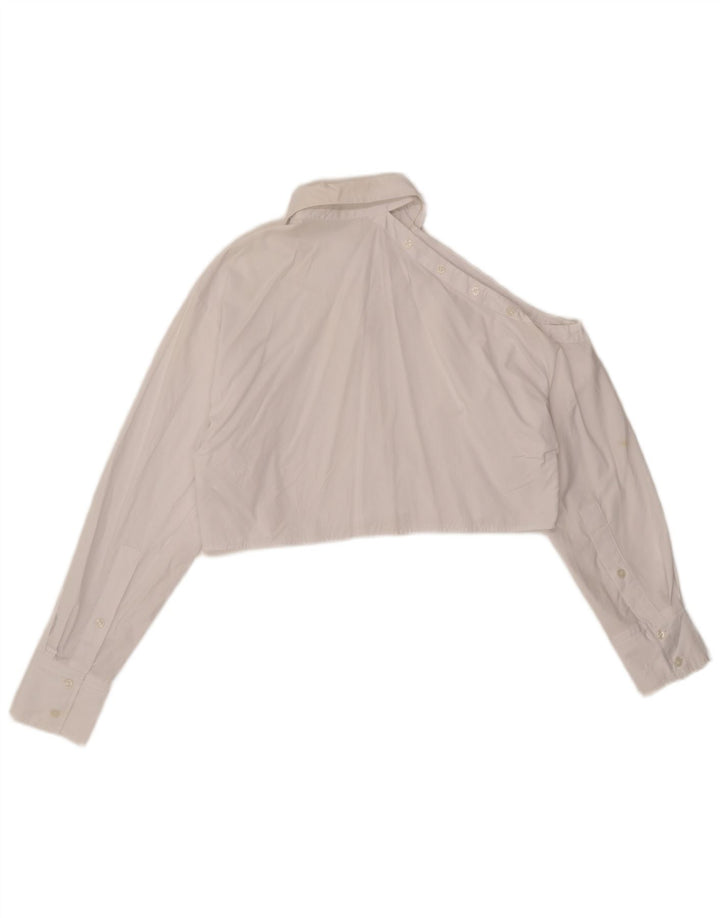 Zara Blusa feminina oversized cropped Reino Unido 10 algodão branco pequeno