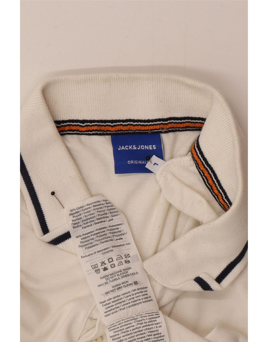 Camisa polo masculina Jack & Jones grande algodão branco