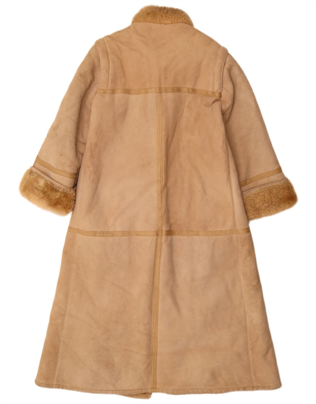 Casaco feminino vintage de shearling IT 44 couro bege médio