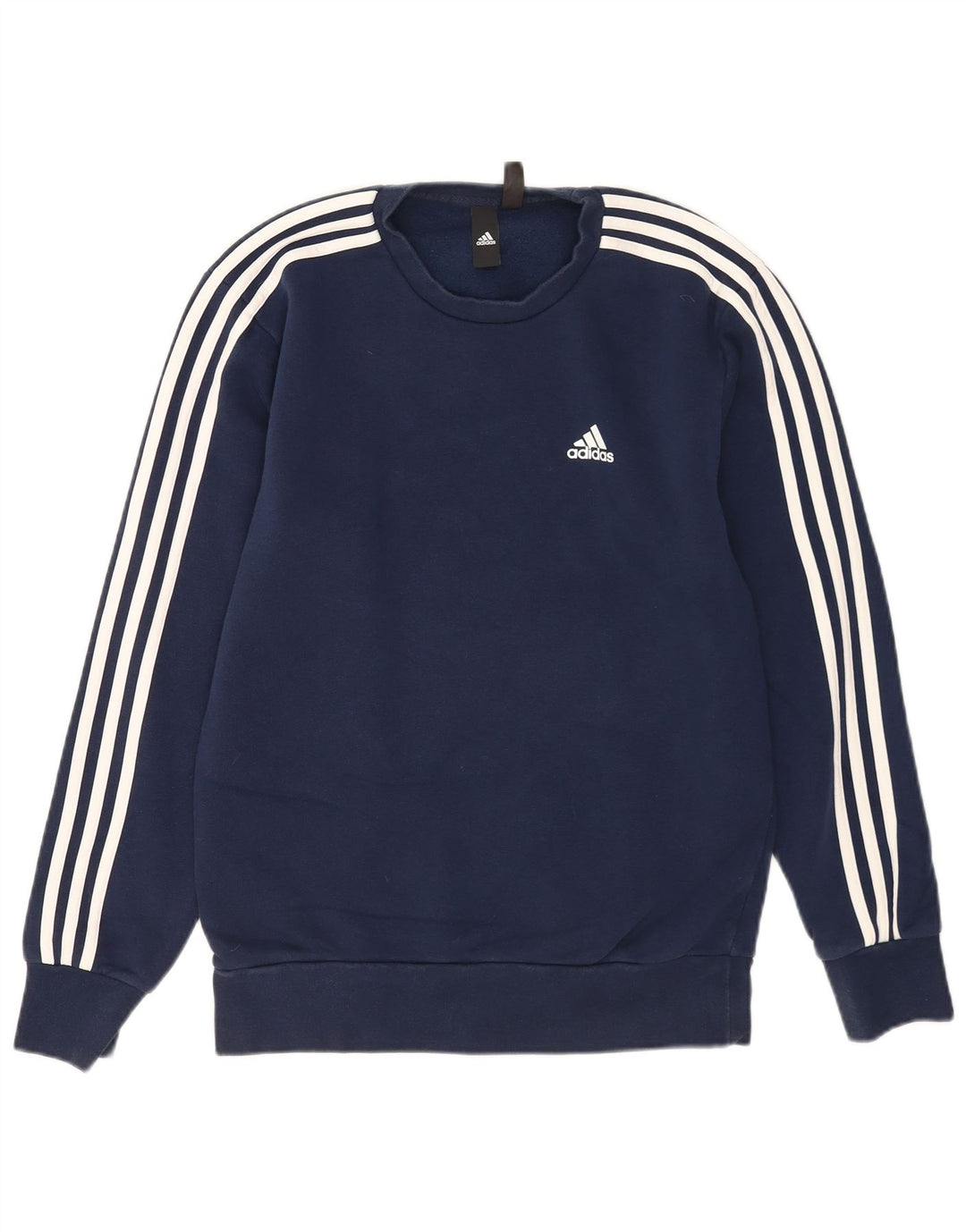 Adidas Mens Moletom Jumper Pequeno Algodão Azul Marinho