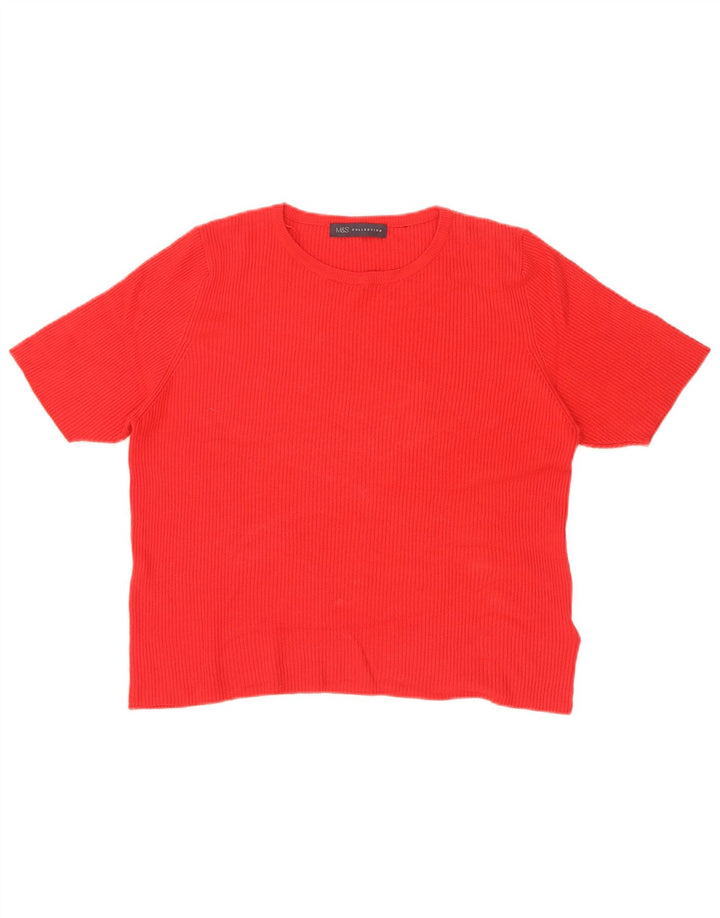 Camiseta feminina Marks & Spencer UK 18 XL viscose vermelha