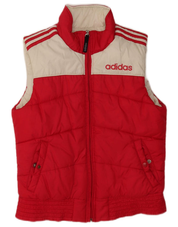 Adidas Womens Graphic Reversible Padded Gilet UK 10 Small Red Colourblock
