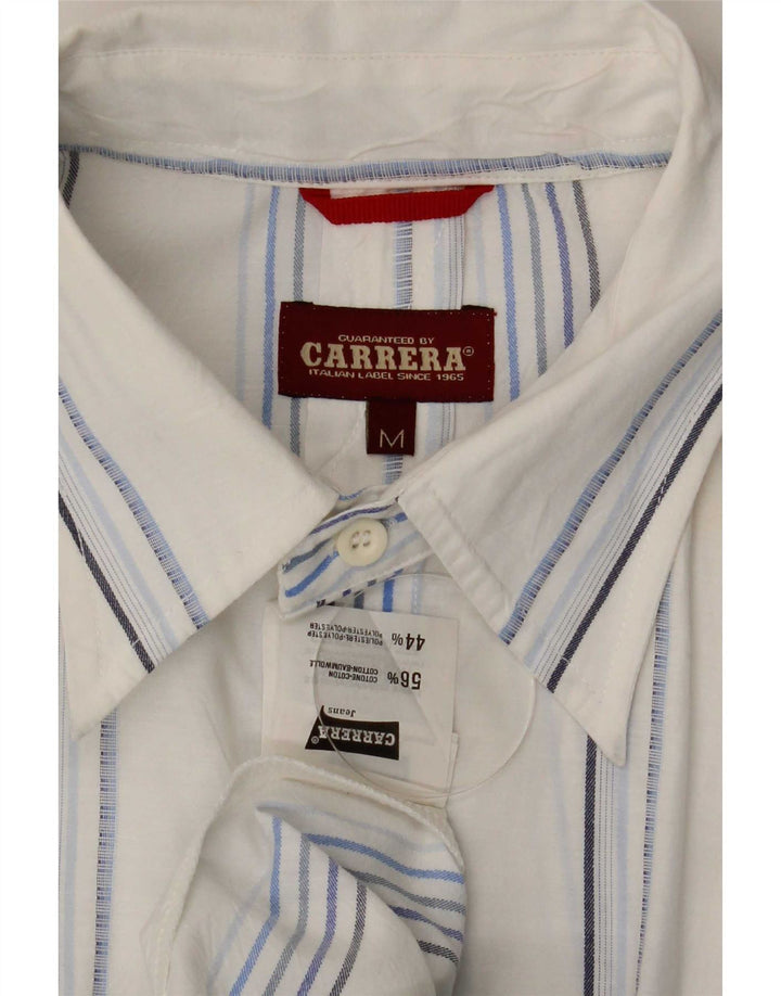 Camisa masculina Carrera de algodão listrado branco médio