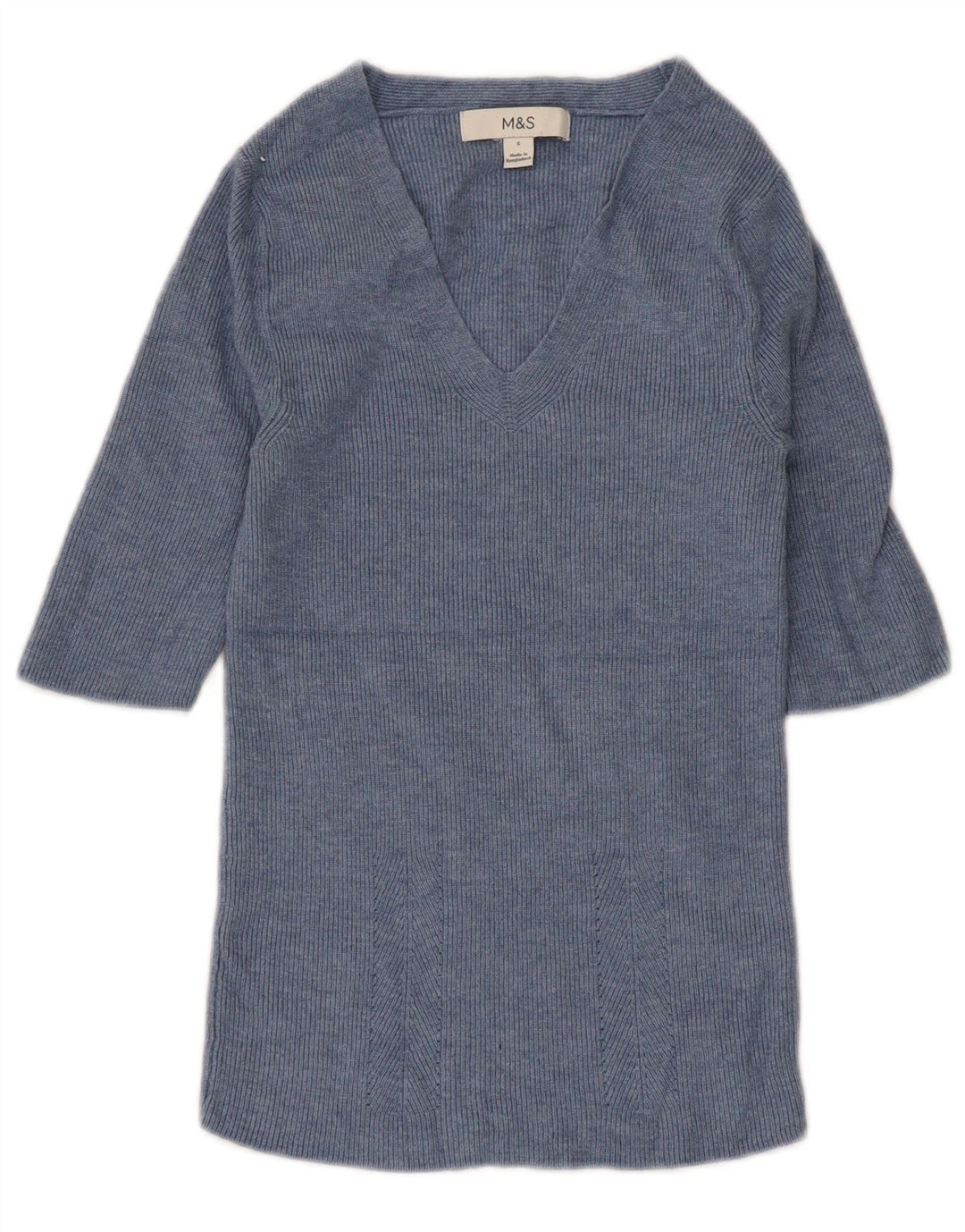 Blusa feminina Marks & Spencer UK 8 pequena viscose azul