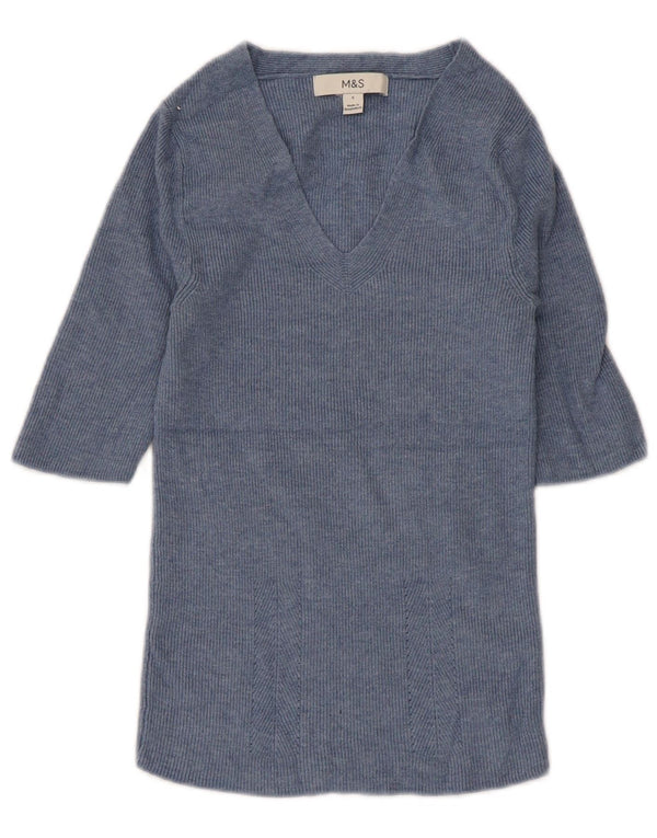 Blusa feminina Marks & Spencer UK 8 pequena viscose azul