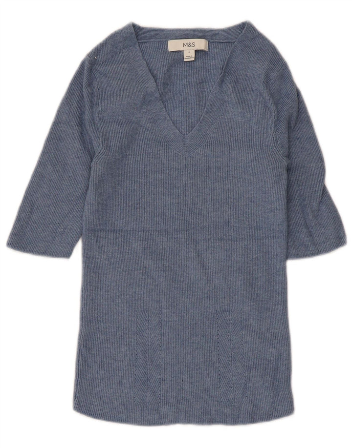 Blusa feminina Marks & Spencer UK 8 pequena viscose azul