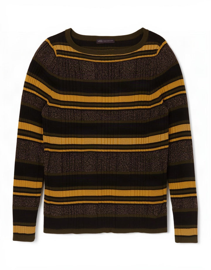Suéter feminino Marks & Spencer com gola canoa Reino Unido 16 grande multicolorido