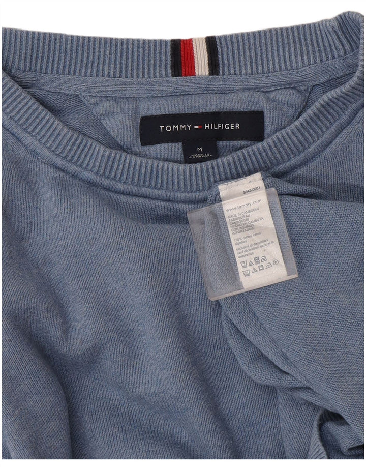 Suéter masculino Tommy Hilfiger com gola redonda e algodão azul médio