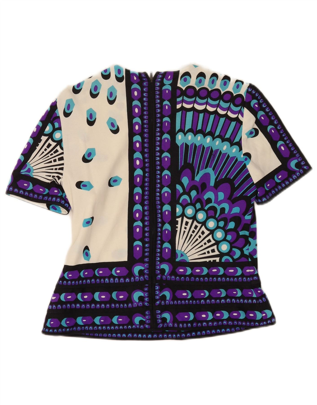 Conjunto de saia feminina vintage de 2 peças IT 46 grande W28 poliamida geométrica branca