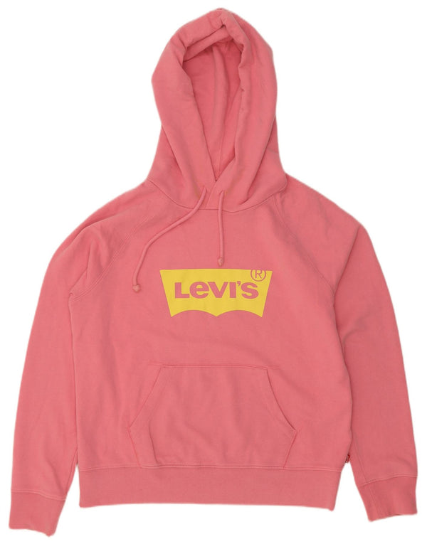 Suéter com capuz gráfico feminino Levi's UK 14 algodão rosa médio