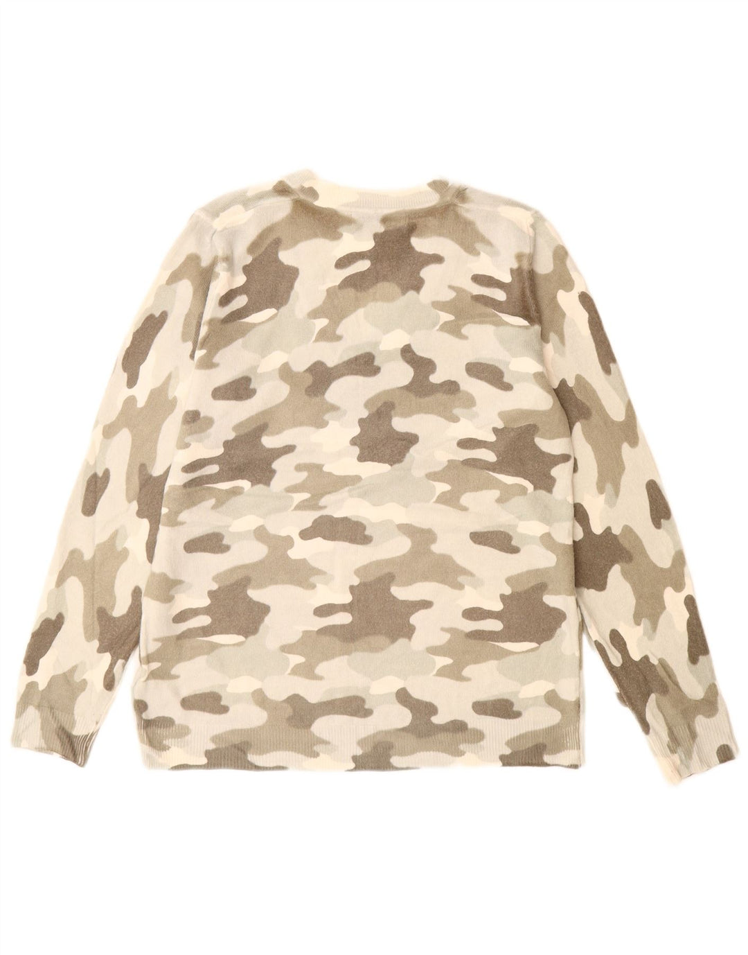 Suéter feminino Marks & Spencer com decote em V Reino Unido 14 camuflagem bege médio