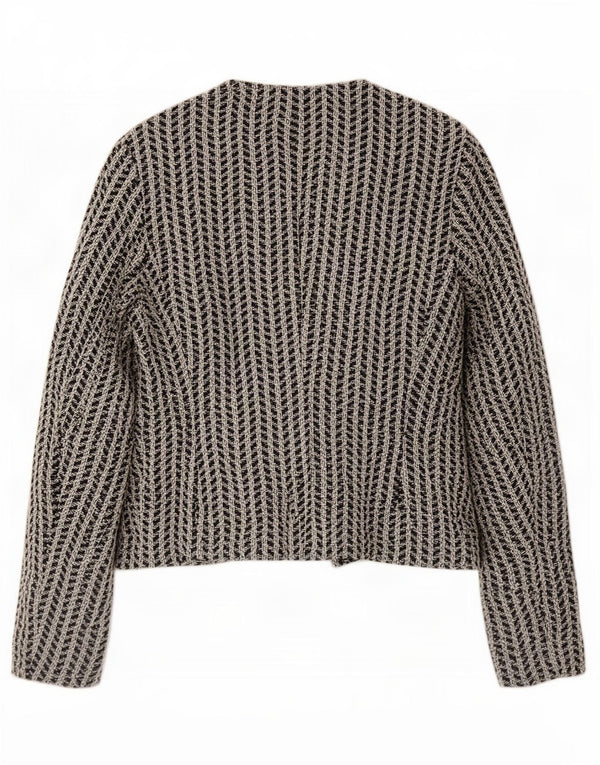 Hugo Boss Womens Oversized Open Blazer Jacket Reino Unido 10 Pequeno Preto Geométrico