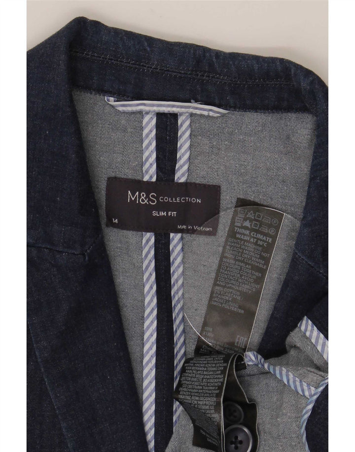 Jaqueta blazer feminina Marks & Spencer com 1 botão Reino Unido 14 azul marinho médio