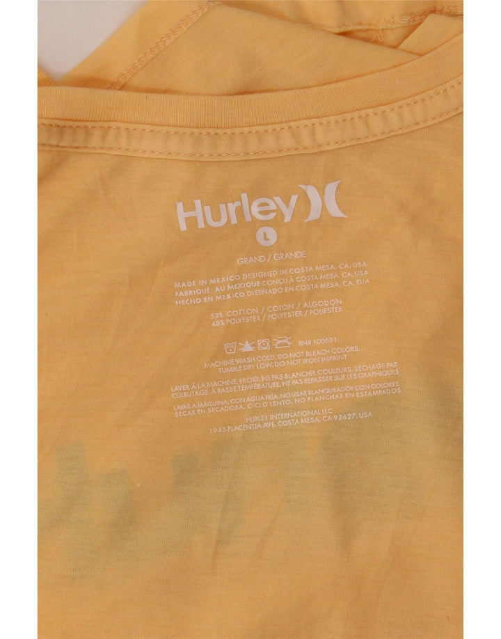 Camiseta masculina HURLEY gráfica grande algodão amarelo