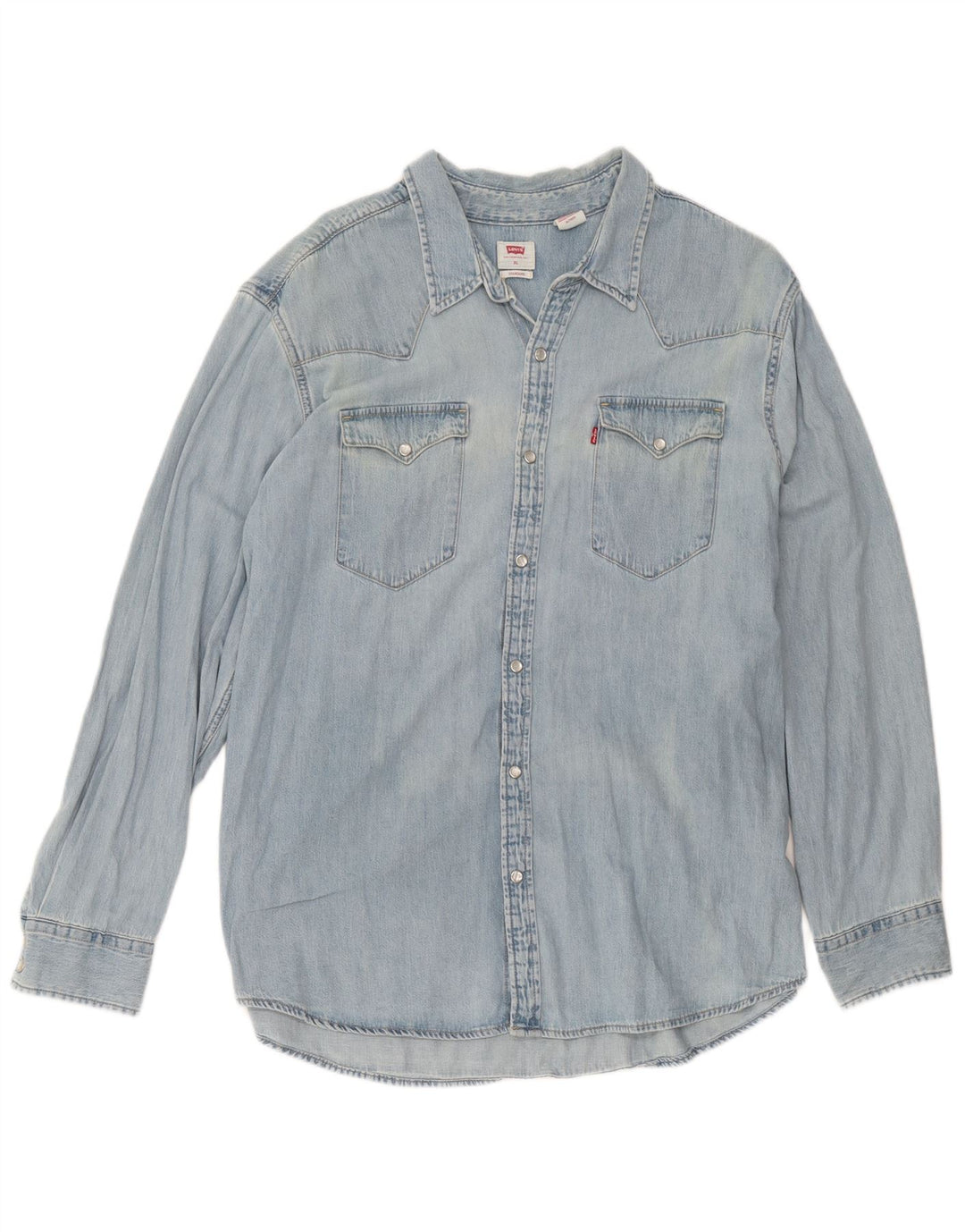 Camisa jeans alta masculina Levi's XL azul algodão