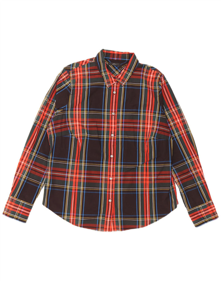 Camisa feminina J. CREW UK 18 XL preta xadrez