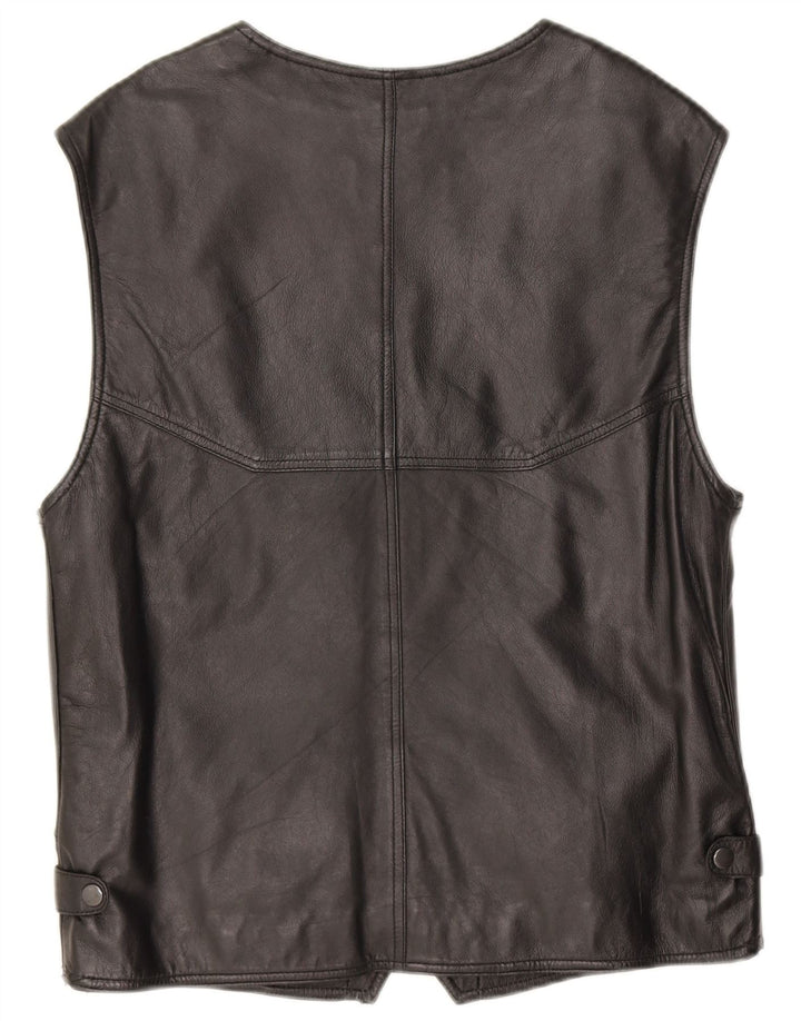 Colete de couro masculino vintage IT 48 pequeno preto