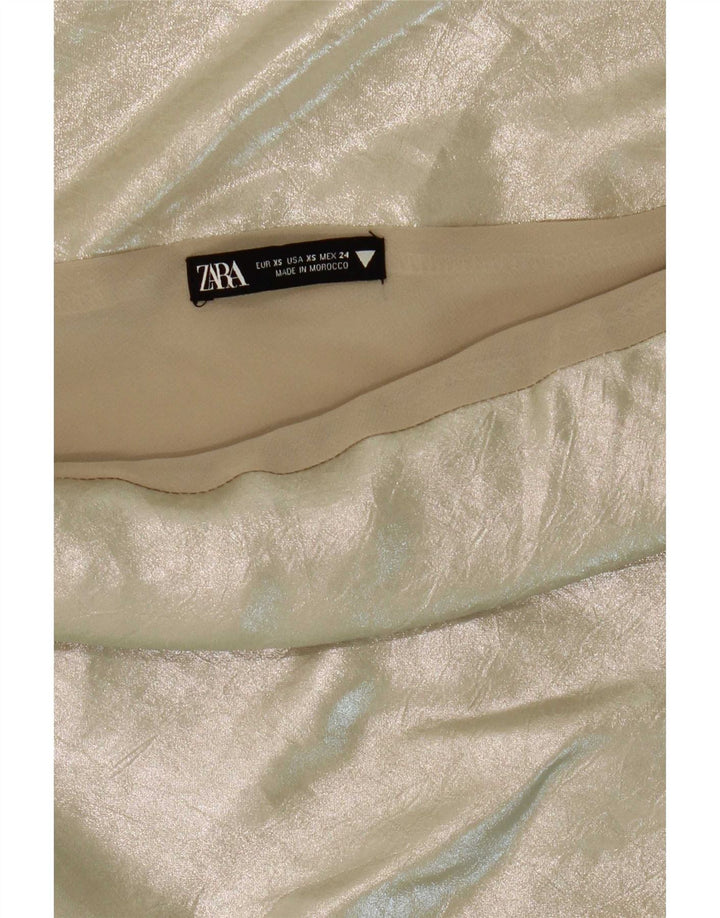 Vestido Halter Feminino Zara UK 6 XS Prata Poliéster