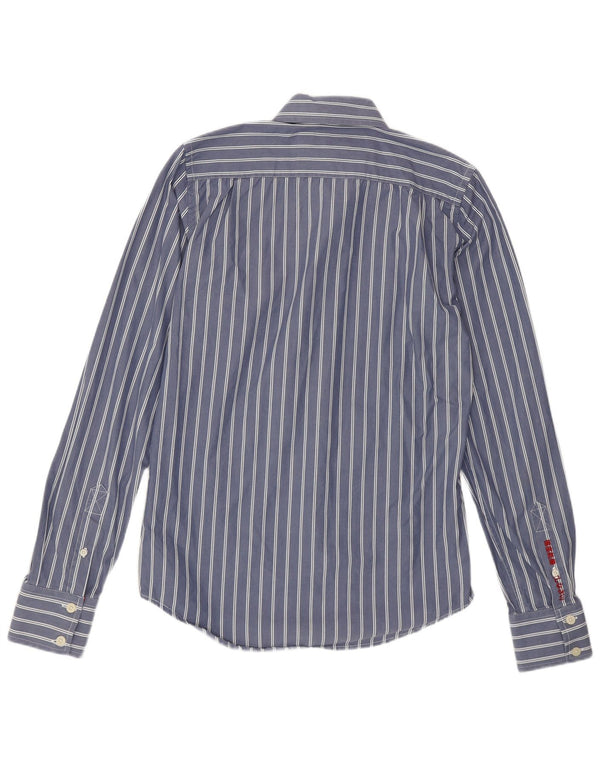 Camisa masculina Superdry algodão listrado azul médio
