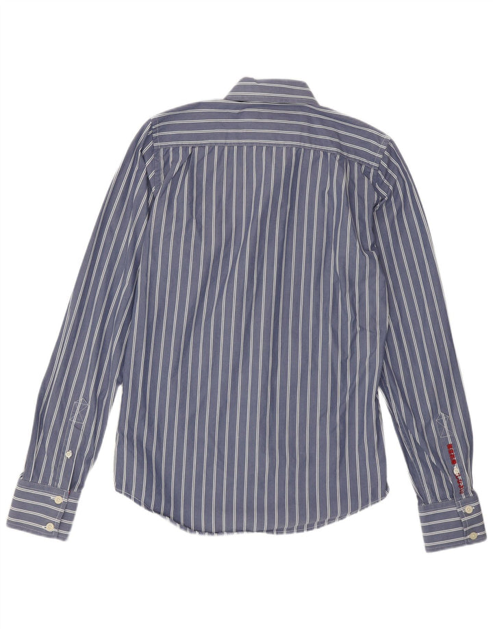 Camisa masculina Superdry algodão listrado azul médio