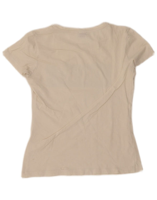 Camiseta feminina Liu Jo com estampa gráfica UK 10 pequena branca