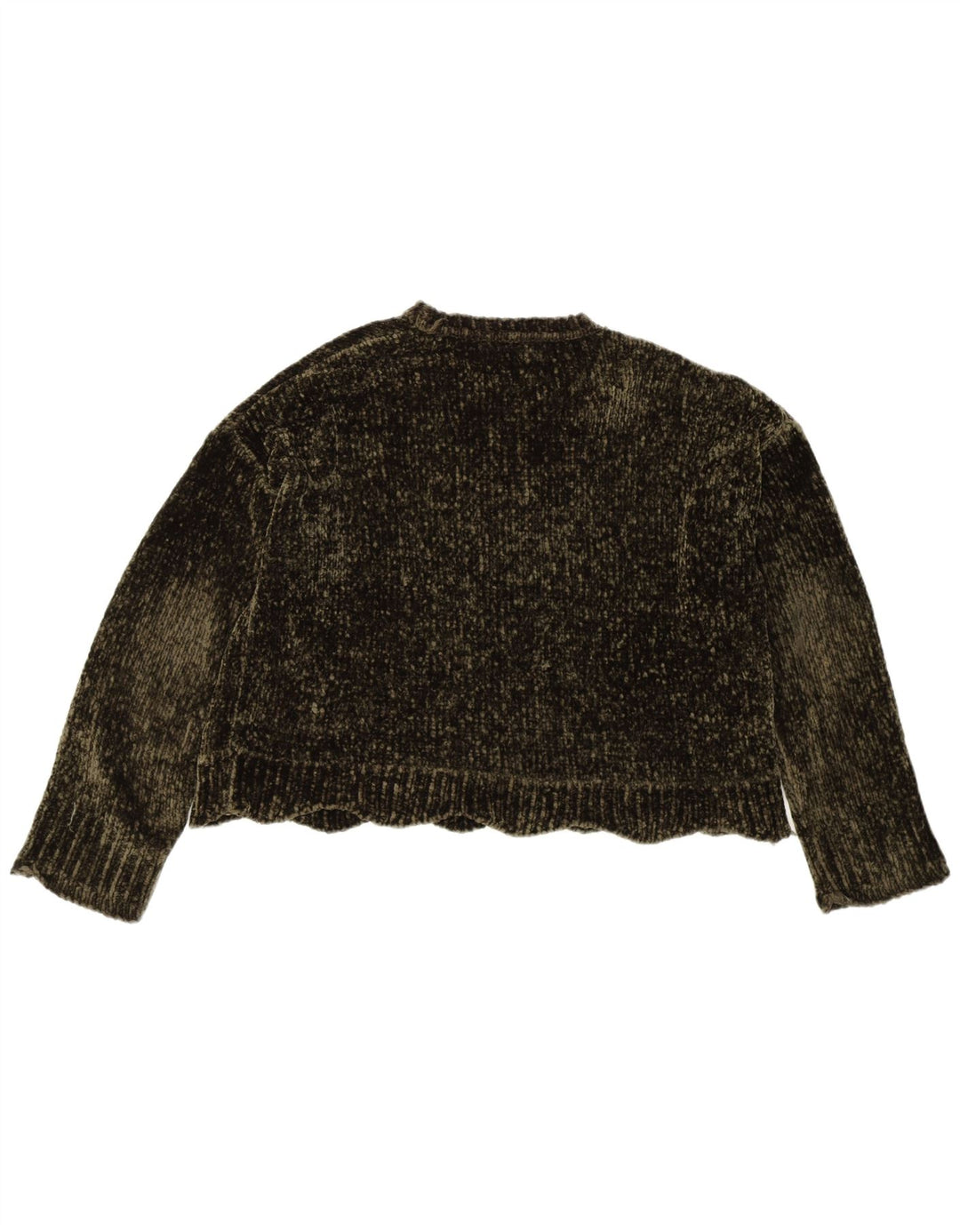 Zara Suéter feminino oversized com gola canoa Reino Unido 10 pequeno poliéster cáqui