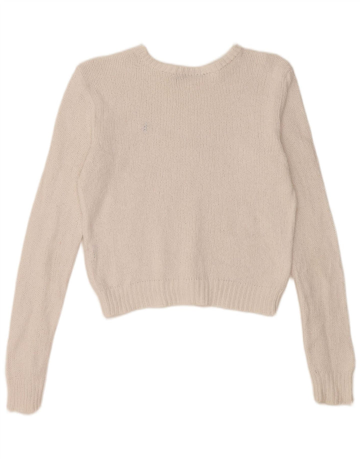 Suéter feminino RALPH LAUREN com gola canoa e gola redonda Reino Unido 12 médio branco