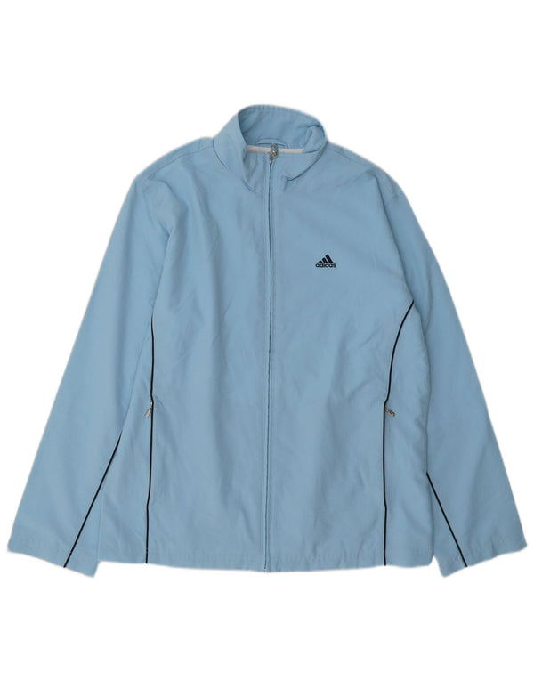 Adidas Womens Tracksuit Top Jacket UK 12 Médio Azul Poliéster