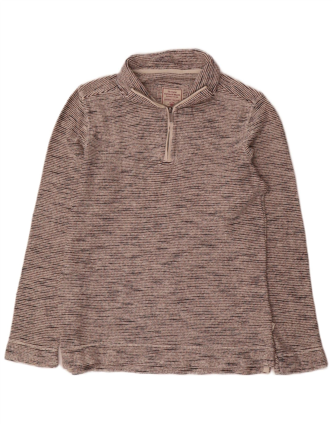 Fat Face Masculino Zip Neck Moletom Jumper Pequeno Algodão manchado cinza