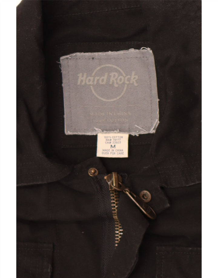 Jaqueta militar gráfica masculina Hard Rock Cafe Reino Unido 38 algodão preto médio