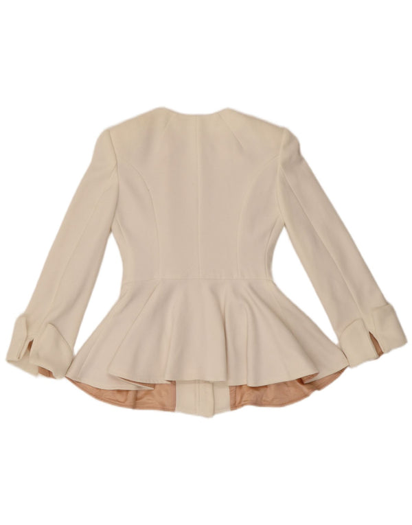 Jaqueta blazer feminina com zíper completo Elisabetta Franchi IT 38 XS poliéster branco