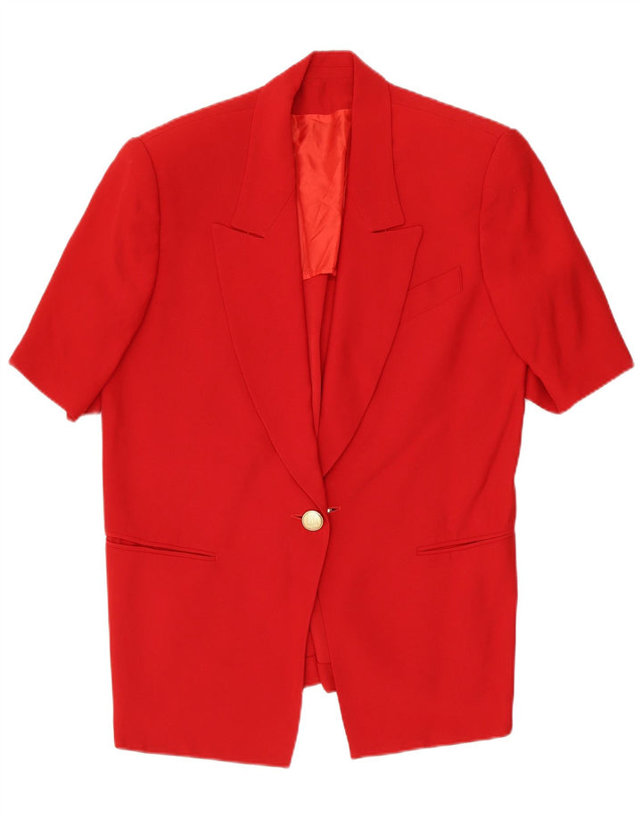 Jaqueta blazer feminina vintage de manga curta com 1 botão Reino Unido 14 vermelho médio