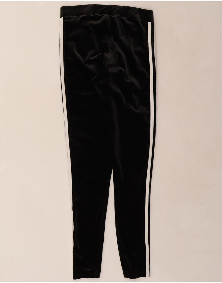 Adidas Mulheres Velour Leggings UK 12 Médio Preto Poliéster