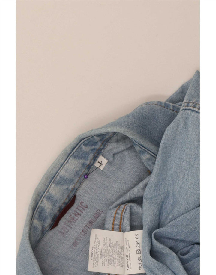 Camisa jeans masculina Carrera grande algodão azul