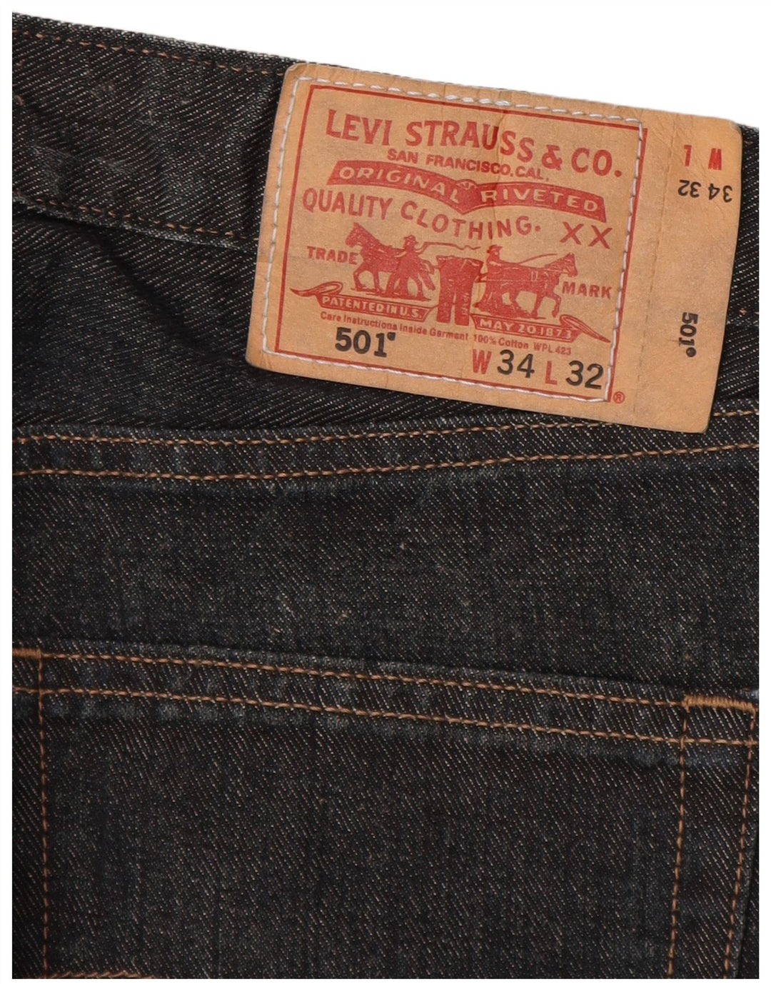 LEVI'S Masculino 501 Straight Jeans W34 L30 Azul Marinho Algodão