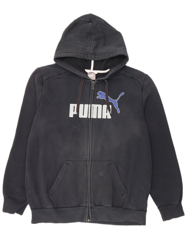 Suéter masculino Puma Graphic Zip com capuz grande algodão preto
