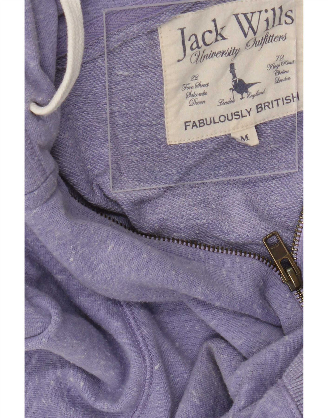 Suéter masculino com capuz e zíper gráfico Jack Wills poliéster manchado roxo médio