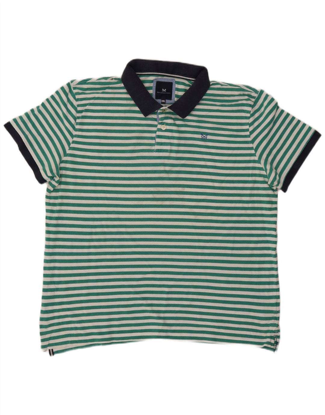 CREW CLOTHING Camisa polo masculina 2XL algodão listrado verde