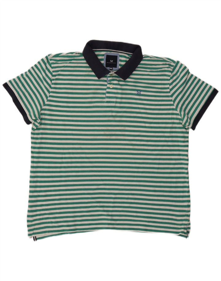 CREW CLOTHING Camisa polo masculina 2XL algodão listrado verde