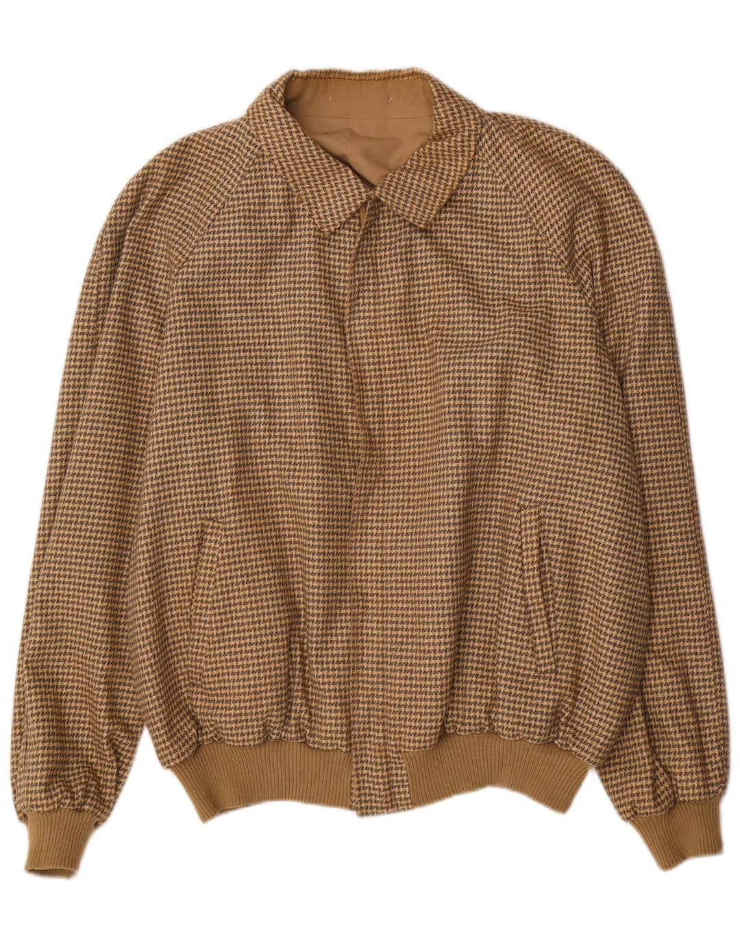 Jaqueta bomber reversível masculina vintage IT 58 4XL marrom Houndstooth